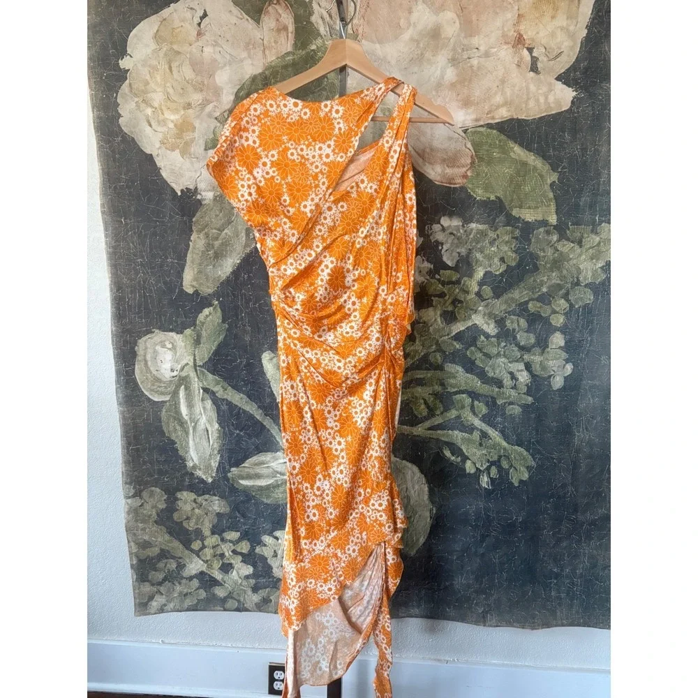Commission Snipped Daisy Floral Asymmetric Ruched Dress Size‎ 6 - Picture 6 of 10